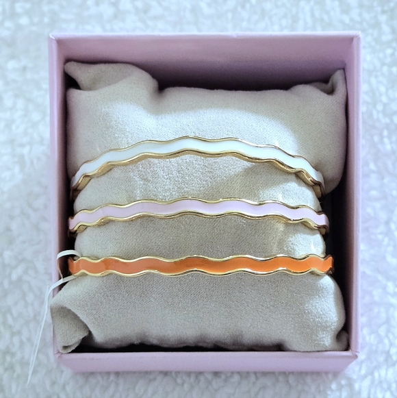 House of Harlow 1960 Jewelry - House🏠 of Harlow 1960 Set of Three3️⃣, Thin, Wavy🌊, Enamel, Bangle Bracelets